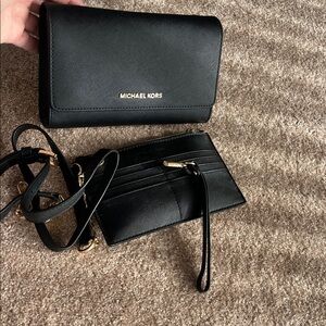 Michael Kors Black Clutch and Wristlet Set
